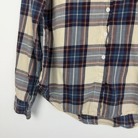 H&M L.OG.G. Womens Long Sleeve Button-Up Casual Purple/Blue/Cream Plaid Shirt 8 - Picture 4 of 11